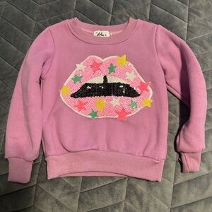 Lola + the boys Pink Sequence lips starry toddler  Kids Sweatshirt 2T